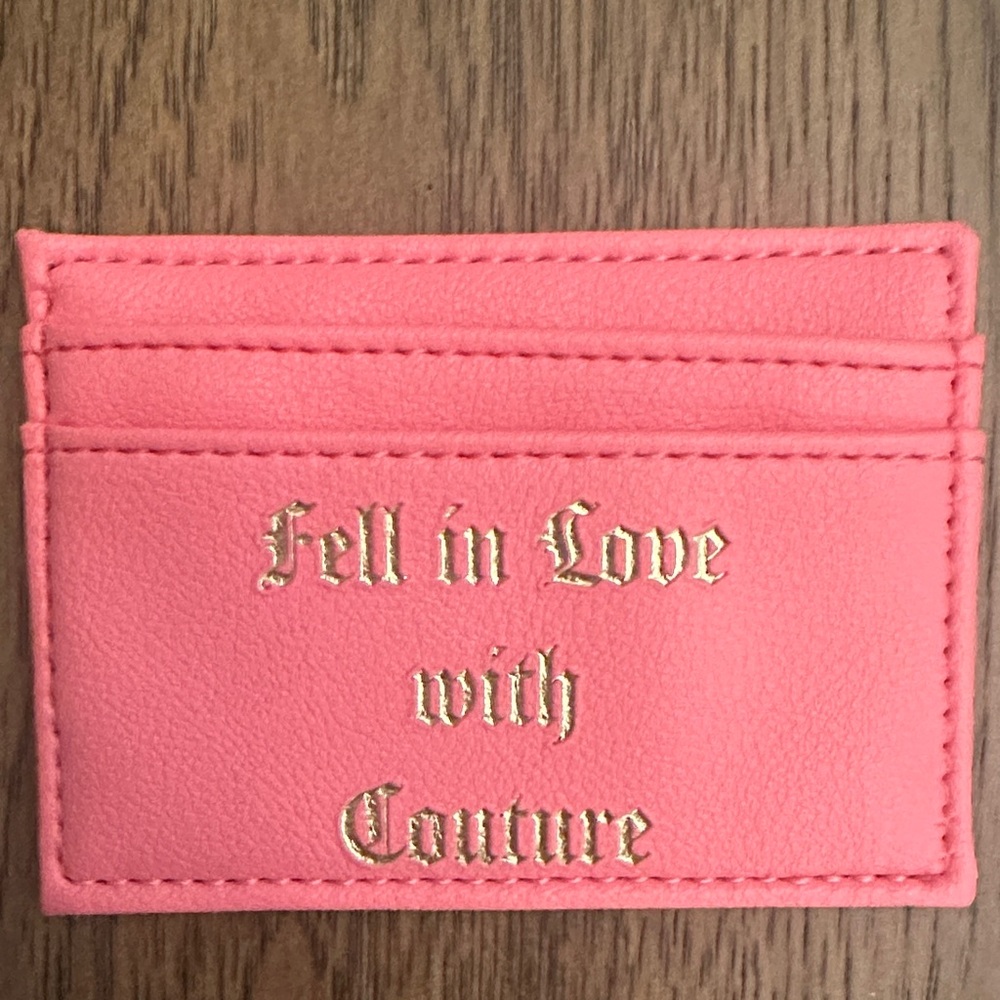 Juicy Couture Pink Card Holder with Gold Foil Logo